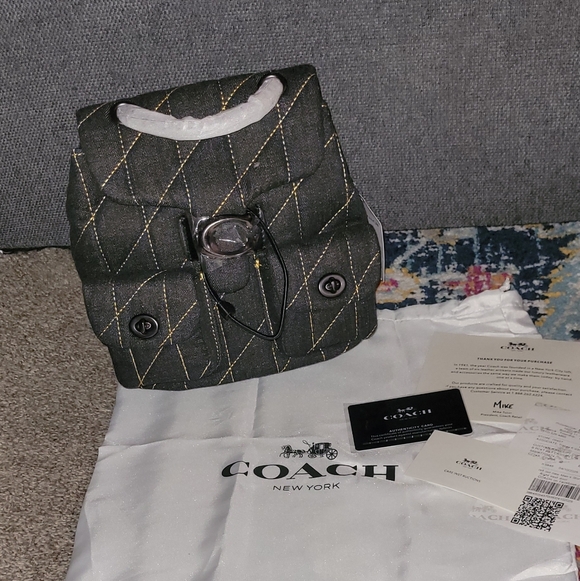 Coach Black Quilted Backpack